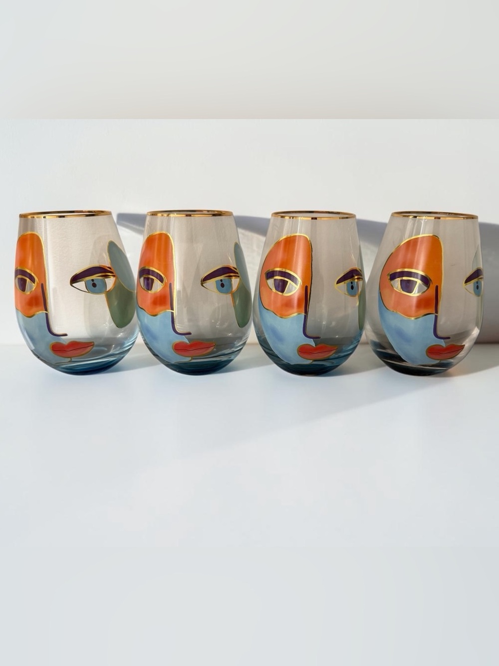 Cornet Barcelona Artistic Gaze Stemless Wine Glasses – Set of 4